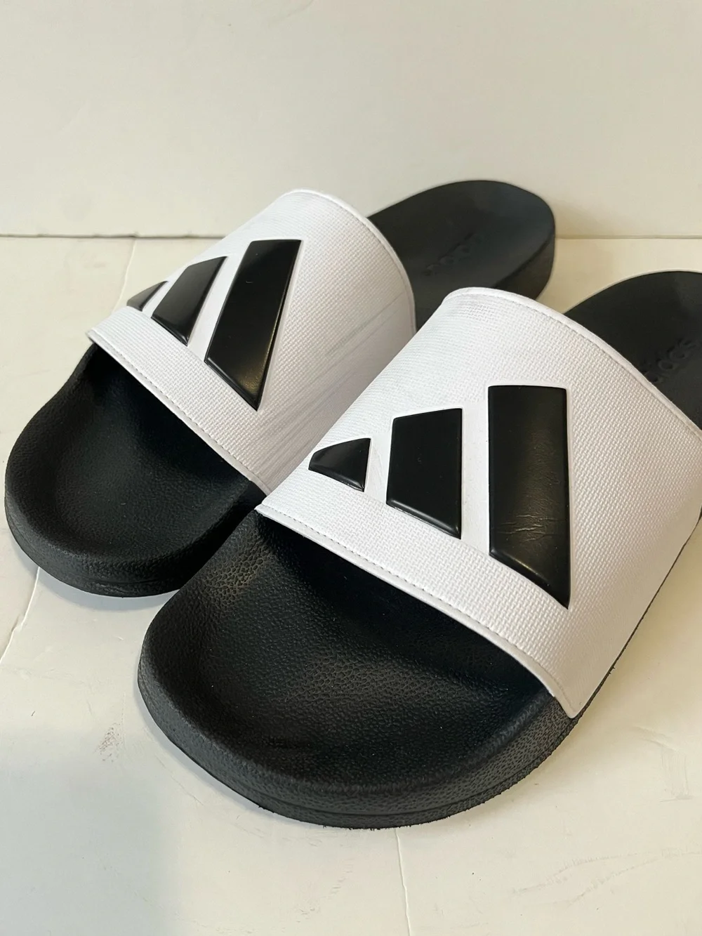Adidas Adilette Slides White Black Cloudfoam Size 16